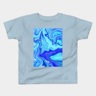 Blue Ocean Waves Marbleized Pattern Kids T-Shirt